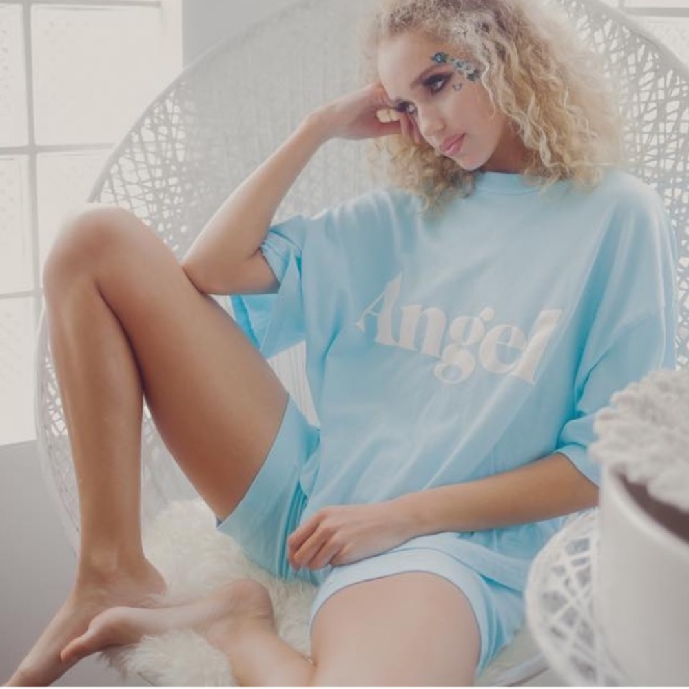 NWT Revolve Daydream Nation “Angel” Tee. Color: Thirsty (light blue) Size Medium